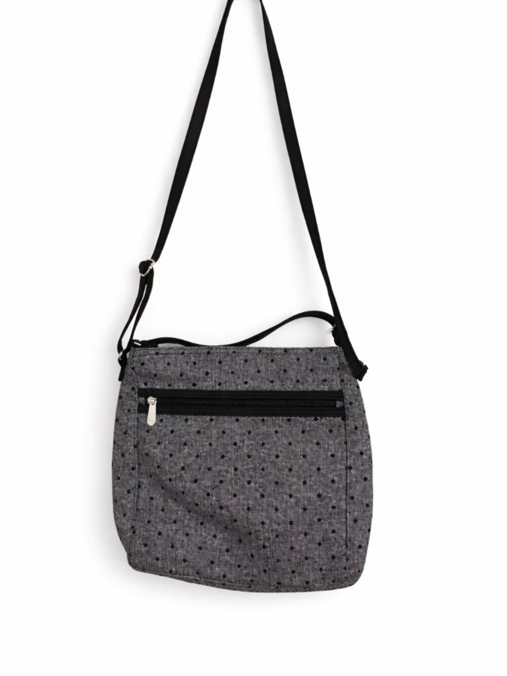 Thirty-One Everything Crossbody Bag Black Tweed Dot Polka Dot Purse Adjustable